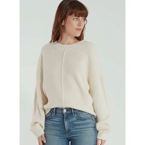 Sanctuary Sweater Womens Medium Cream Waffle Knit Crew Neck Long Sleeve‎ Casual